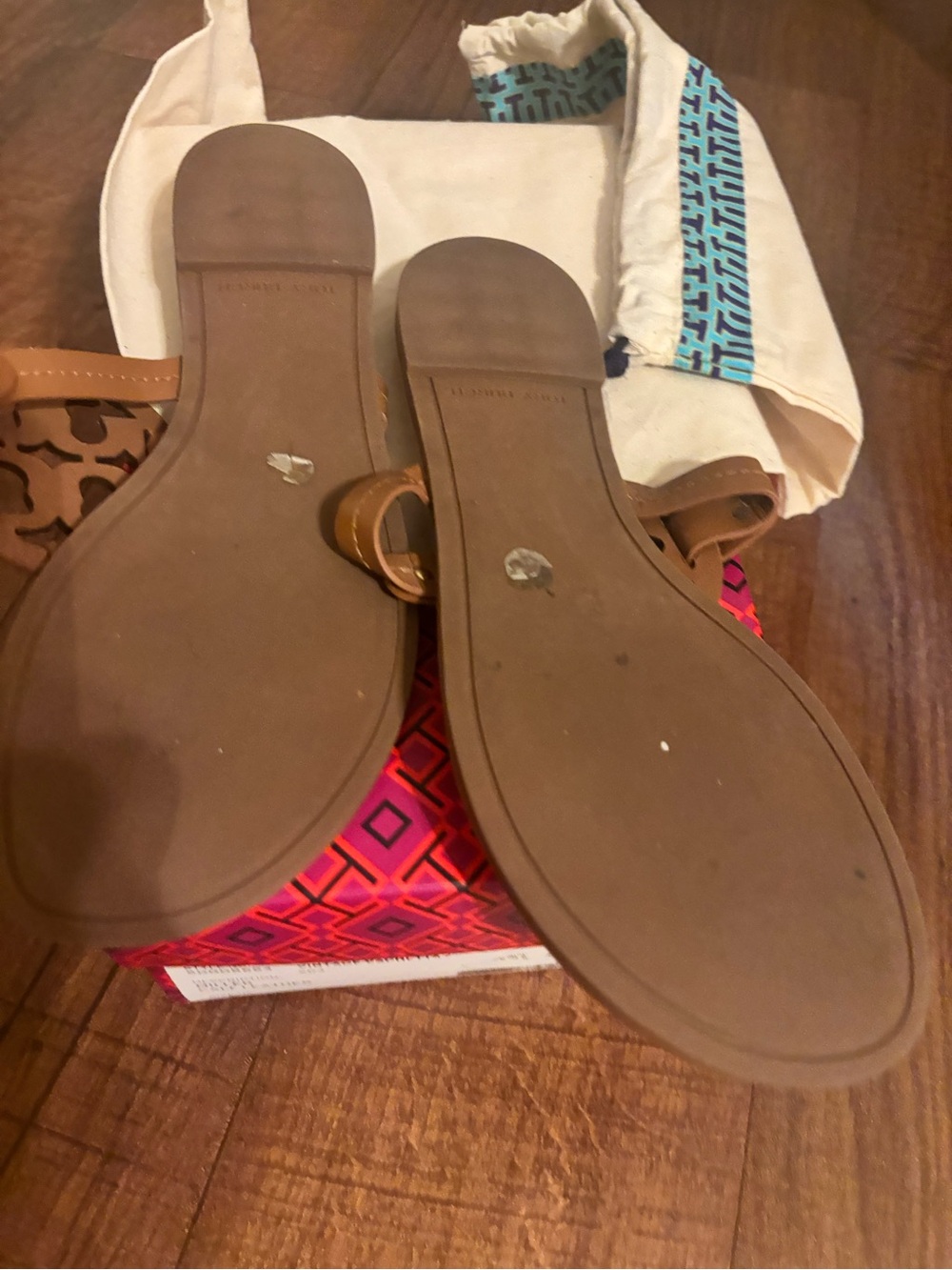 Tory Burch Vintage Vachetta Brown Miller Calf Leather Sandals - Picture 4 of 5